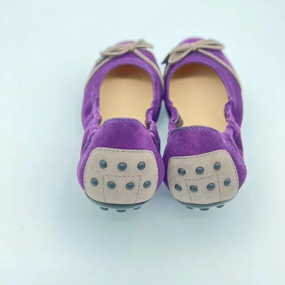 TOD'S | Suede Plain Leather Ballet Flat Shoes Women’s size 6 Purple Comfort $495